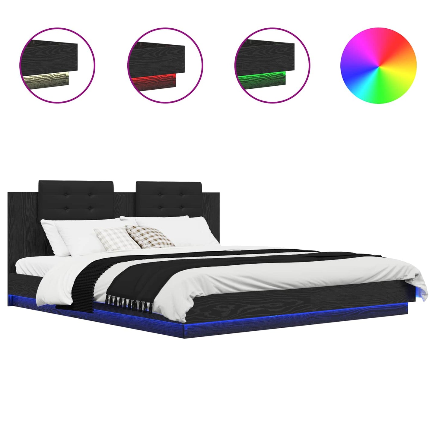 vidaXL Κρεβάτι με Κεφαλάρι Μαύρη Οξυά 180 x 200 cm Επεξεργασμένο ξύλο