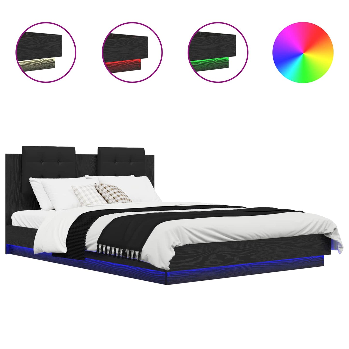 vidaXL Κρεβάτι με Κεφαλάρι Μαύρη Οξυά 150 x 200 cm Επεξεργασμένο ξύλο