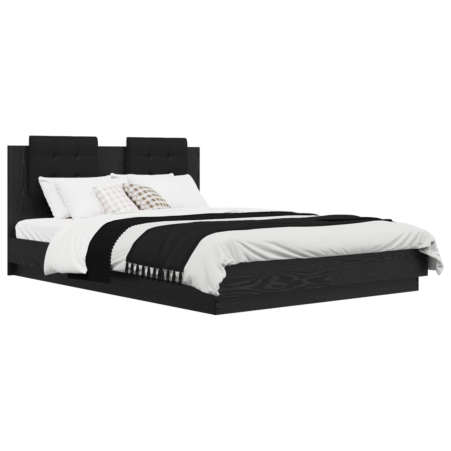 vidaXL Κρεβάτι με Κεφαλάρι Μαύρη Οξυά 150 x 200 cm Επεξεργασμένο ξύλο