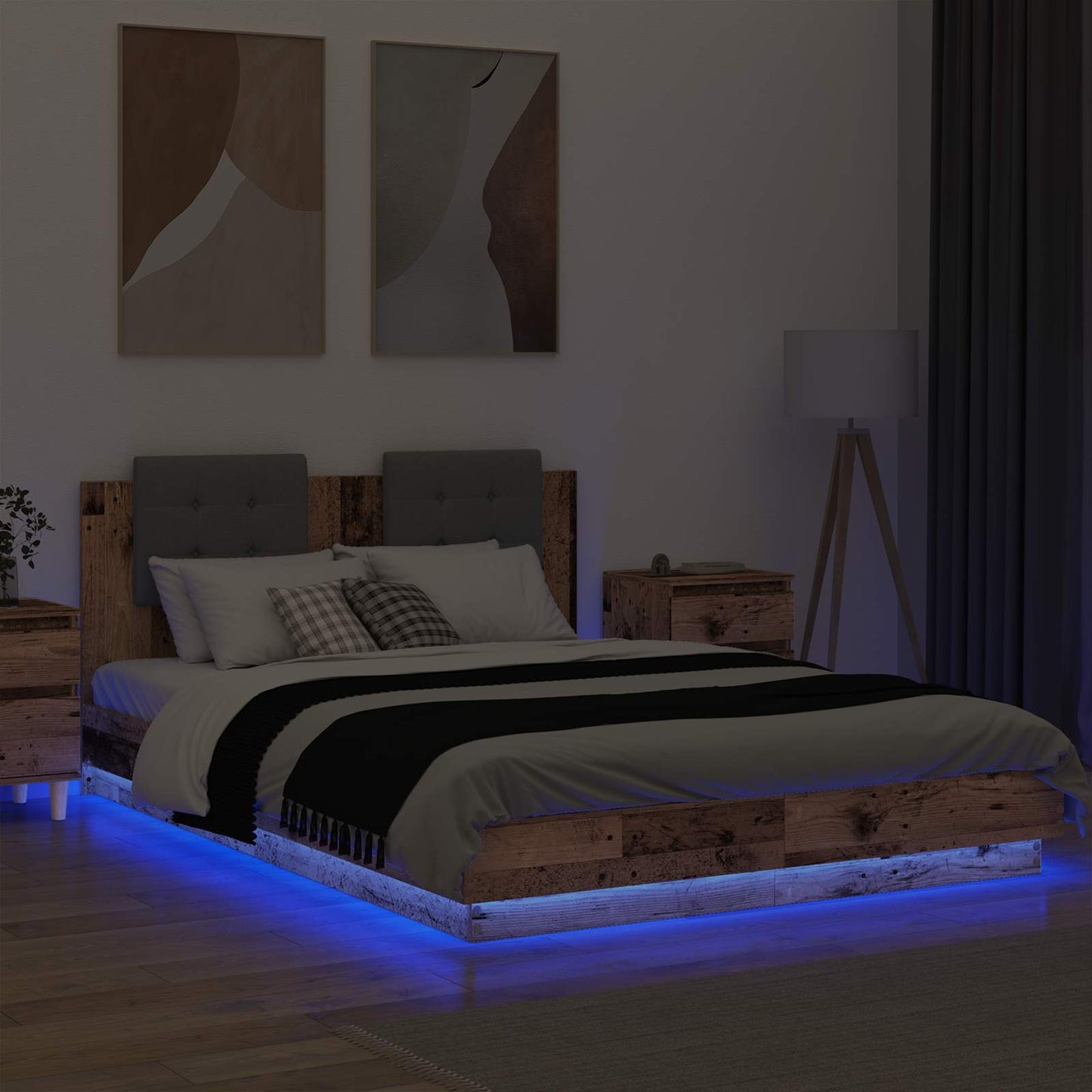 vidaXL Κρεβάτι με Κεφαλάρι Παλιό Ξύλο 140 x 200 cm Επεξεργασμένο ξύλο