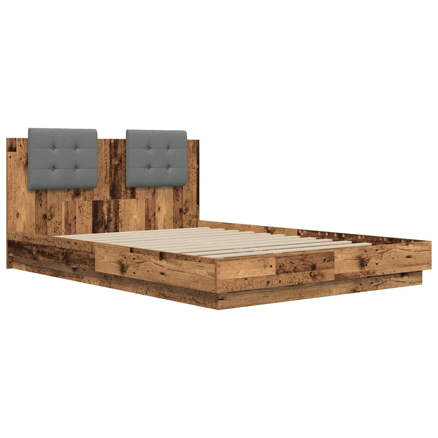 vidaXL Κρεβάτι με Κεφαλάρι Παλιό Ξύλο 120 x 200 cm Επεξεργασμένο ξύλο