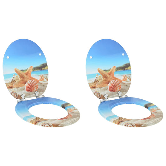 vidaXL Μαλακή κλειστή λεκάνη 2 pcs Θαλάσσια Κατασκευή 44 x 38 εκ.