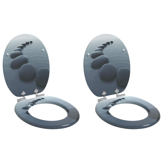 vidaXL Μαλακή κλειστή λεκάνη 2 pcs Γκρι 44 x 38 εκ. Πίνακας MDF