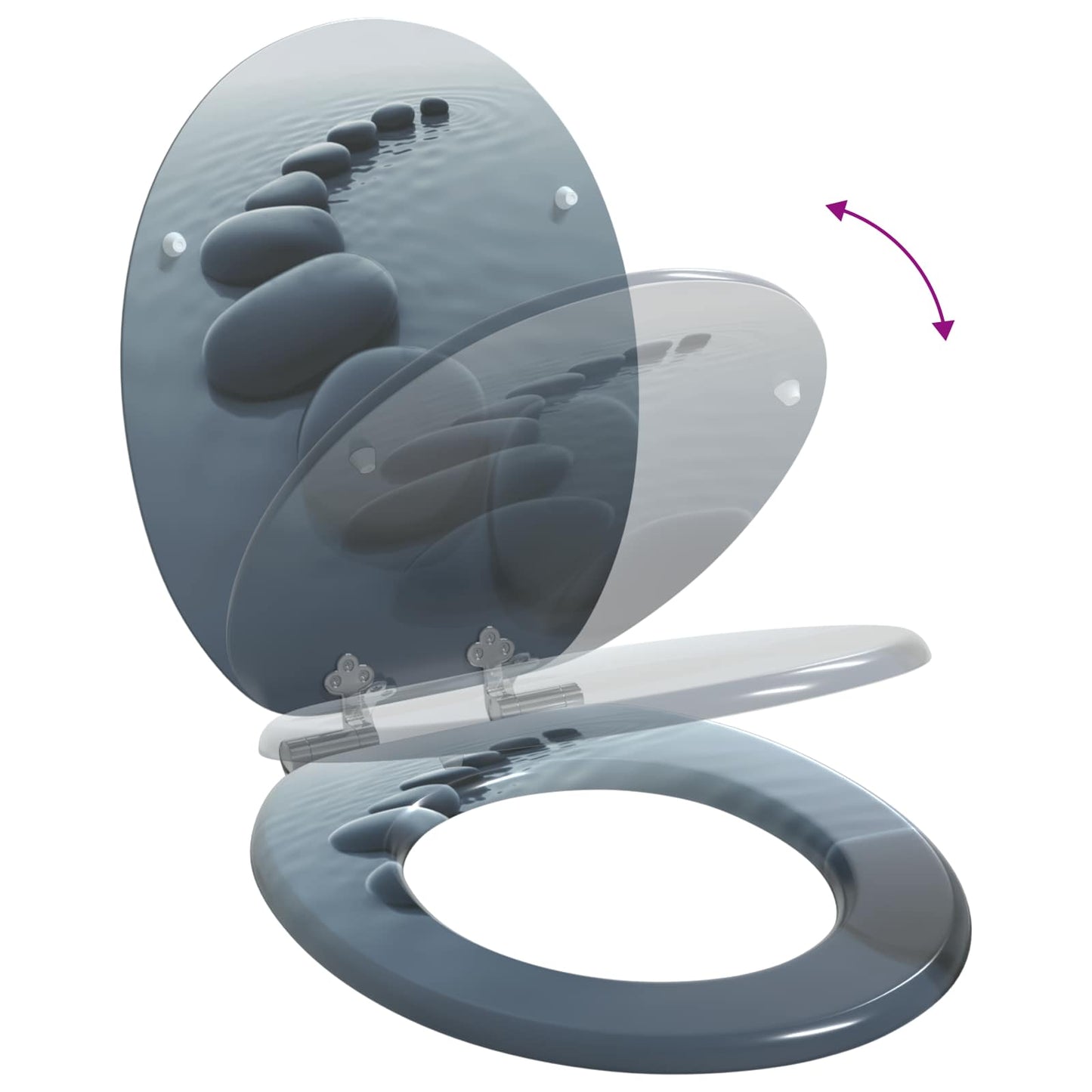 vidaXL Μαλακή κλειστή λεκάνη 2 pcs Γκρι 44 x 38 εκ. Πίνακας MDF