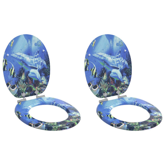 vidaXL Μαλακή κλειστή λεκάνη 2 pcs Μπλε 44 x 38 εκ. Πίνακας MDF