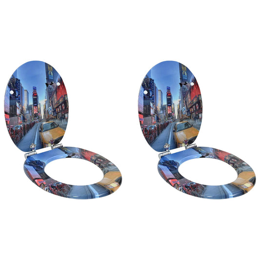 vidaXL Μαλακή κλειστή λεκάνη 2 pcs Πολύχρωμο 44 x 38 εκ. Πίνακας MDF