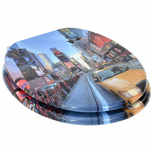 vidaXL Μαλακή κλειστή λεκάνη 2 pcs Πολύχρωμο 44 x 38 εκ. Πίνακας MDF