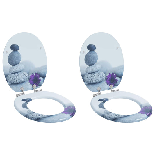 vidaXL Μαλακή κλειστή λεκάνη 2 pcs Γκρι 44 x 38 εκ. Πίνακας MDF