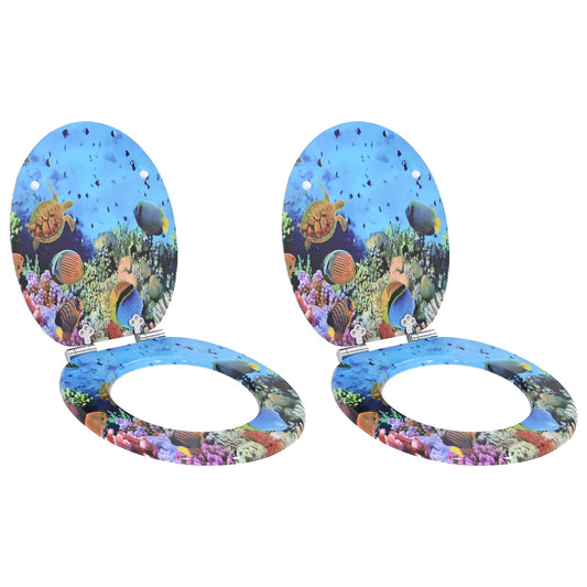 vidaXL Μαλακή κλειστή λεκάνη 2 pcs Σκούρο Μπλε Θάλασσα 44 x 38 εκ.