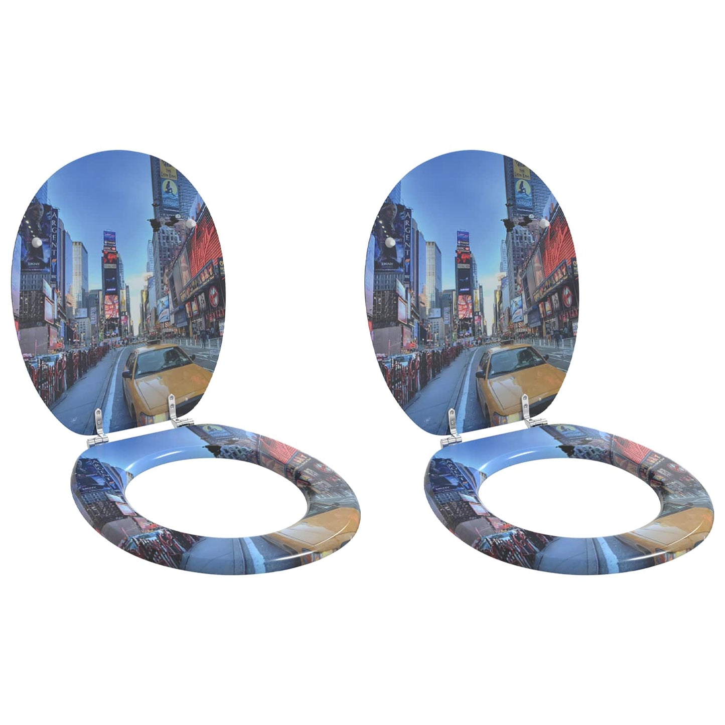 vidaXL Μαλακή κλειστή λεκάνη 2 pcs Γκρι 44 x 38 εκ. Πίνακας MDF