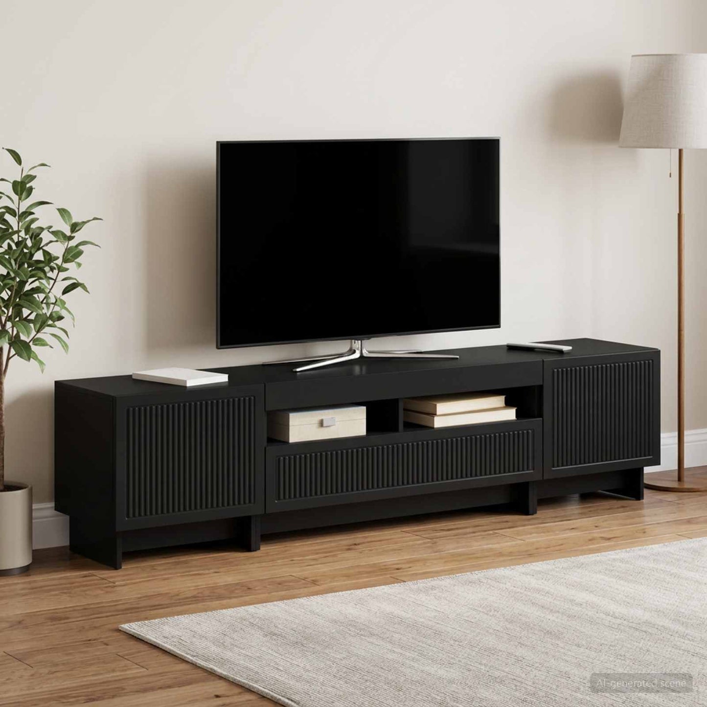 vidaXL 5 Τεμάχια LED Τηλεοπτικού Ντουλαπιού Μαύρο Επεξεργασμένο Ξύλο