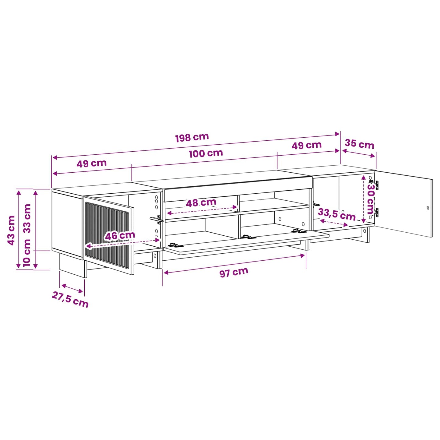 vidaXL 5 Τεμάχια LED Τηλεοπτικού Ντουλαπιού Μαύρο Επεξεργασμένο Ξύλο