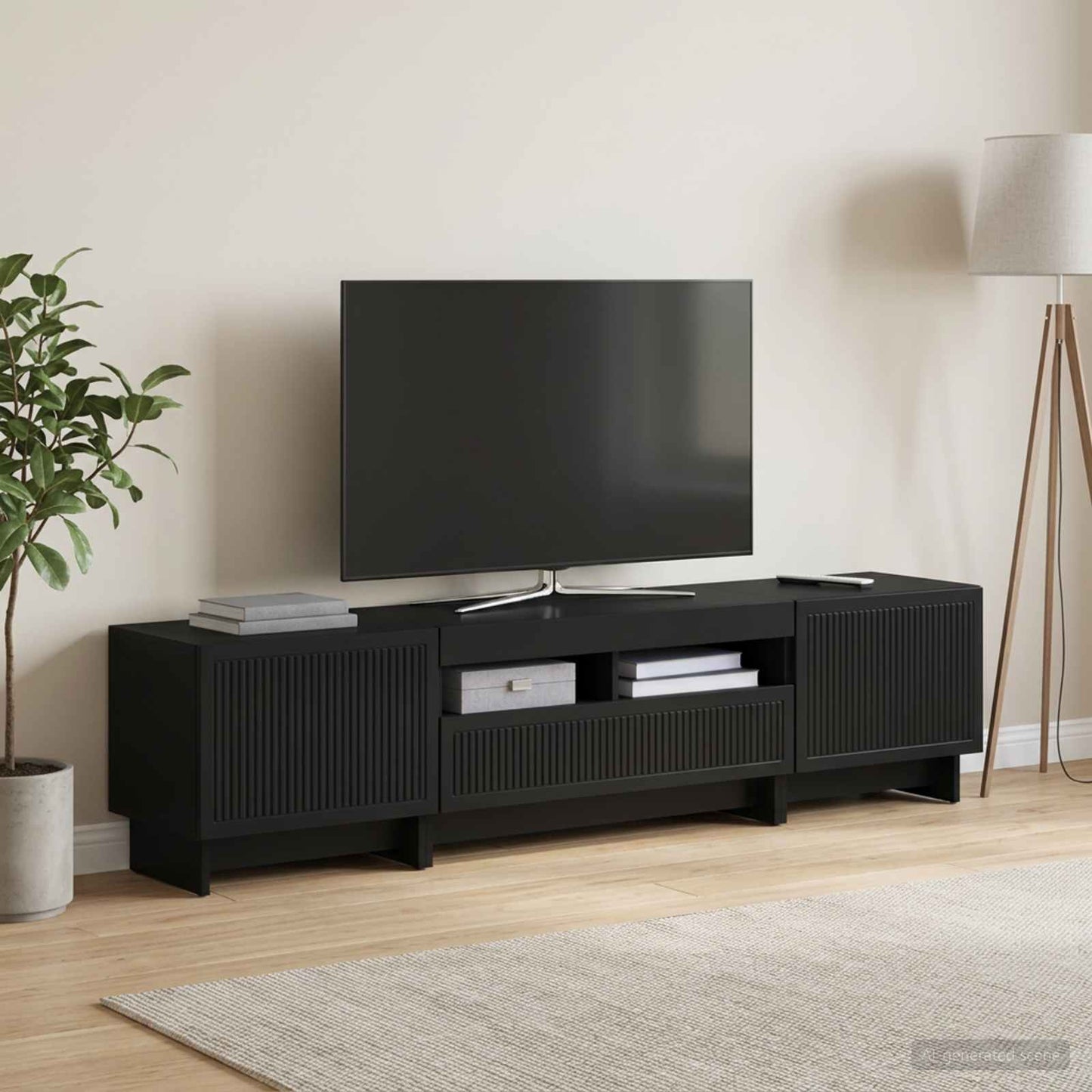 vidaXL 5 Τεμάχια LED Τηλεοπτικού Ντουλαπιού Μαύρο Επεξεργασμένο Ξύλο
