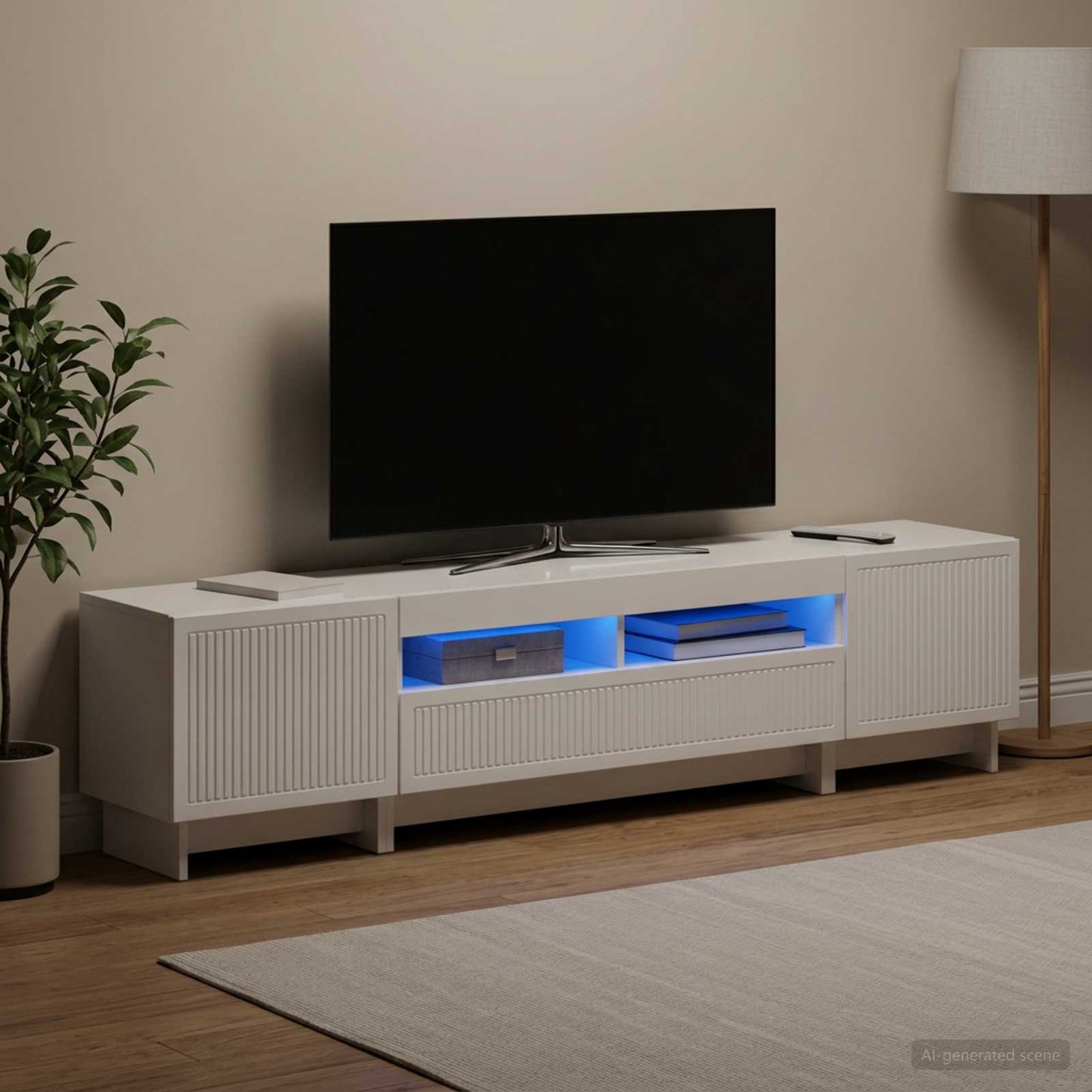vidaXL 5 Τεμάχια LED Τηλεοπτικού Ντουλαπιού Γυαλιστερό Λευκό
