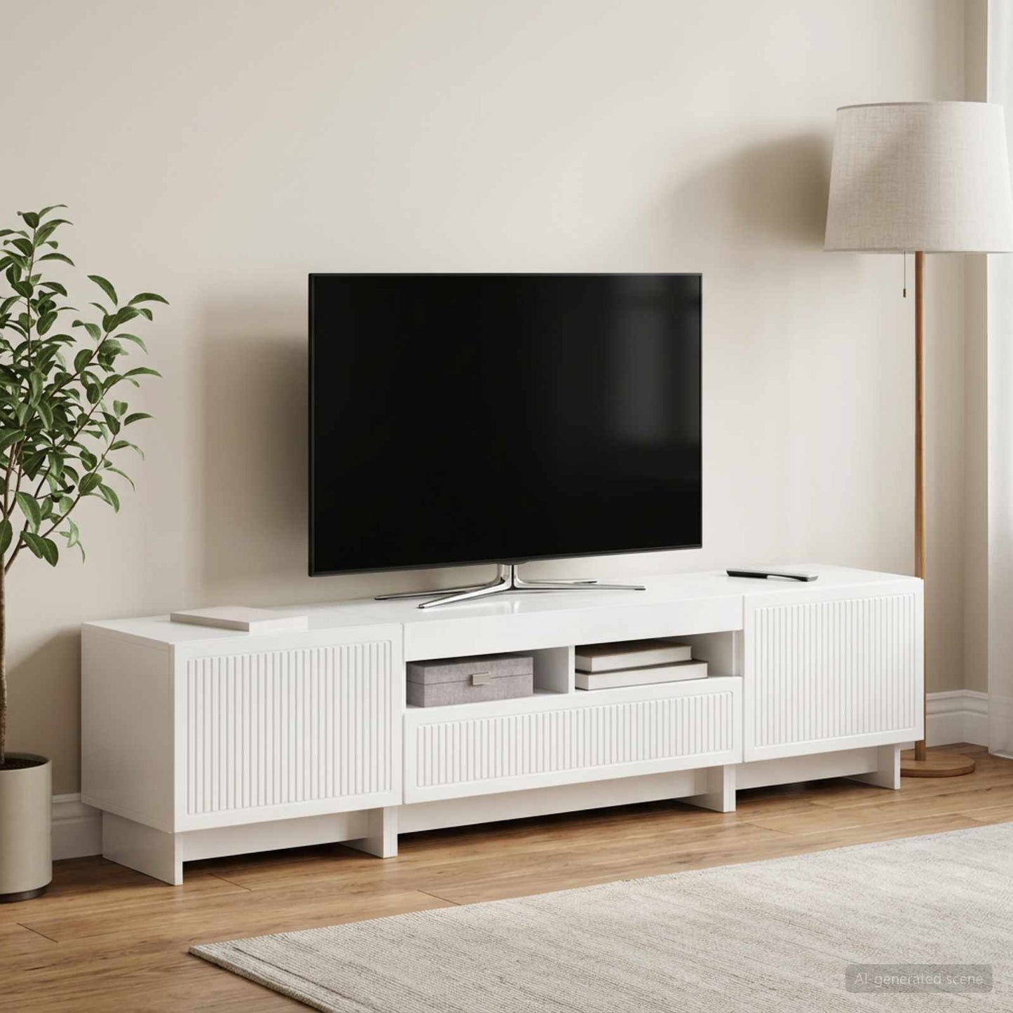 vidaXL 5 Τεμάχια LED Τηλεοπτικού Ντουλαπιού Γυαλιστερό Λευκό