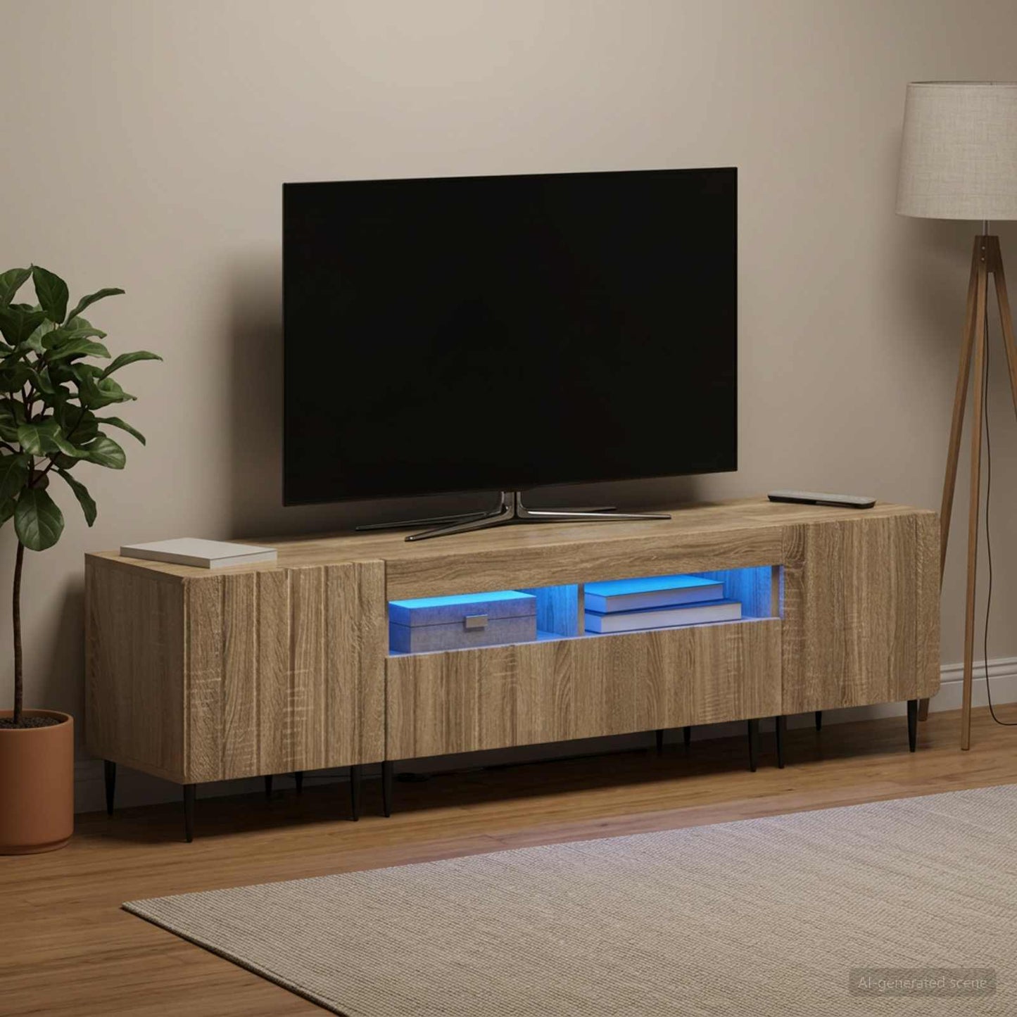 vidaXL 5 Τεμάχια LED Τηλεοπτικού Ντουλαπιού Sonoma Δρυς