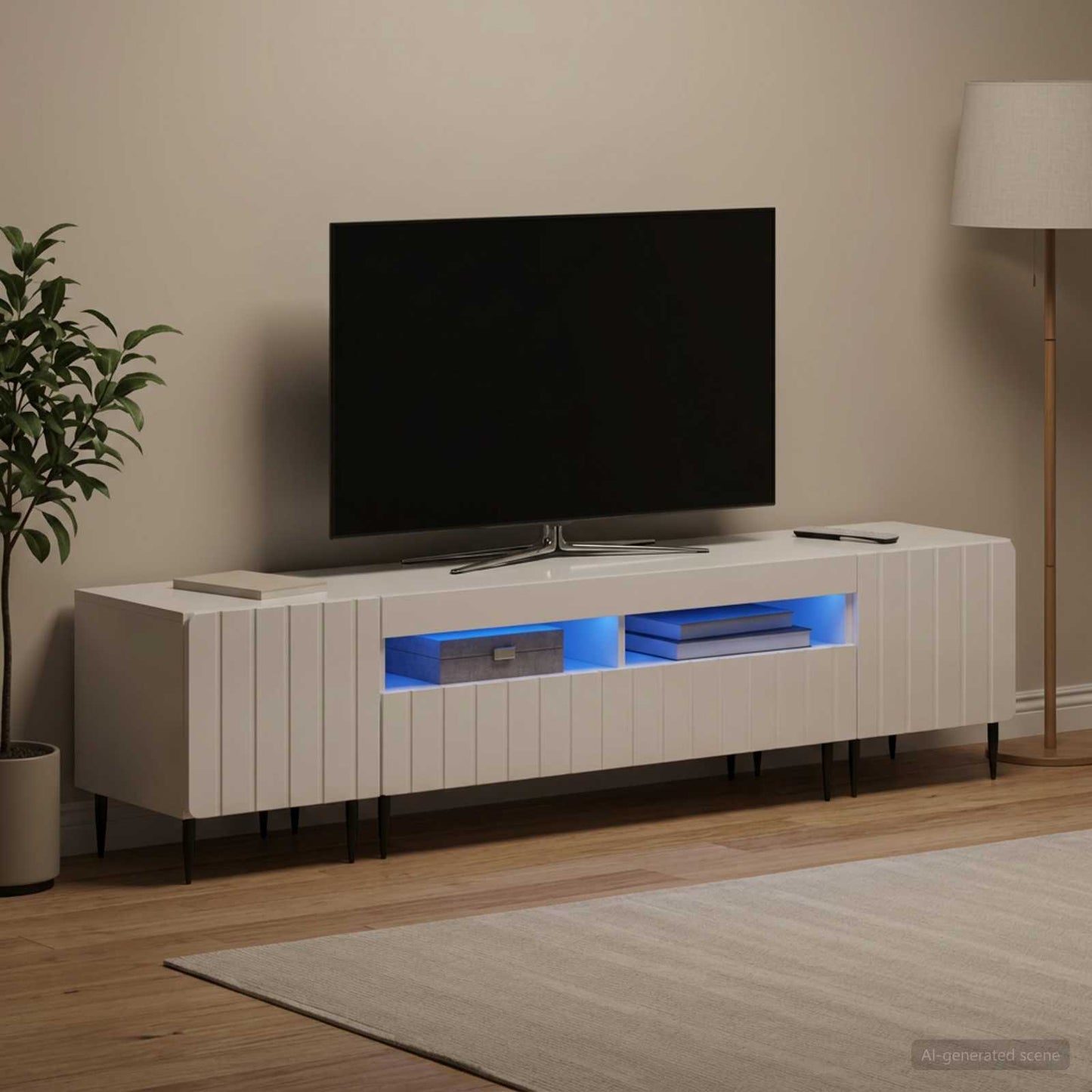 vidaXL 5 Τεμάχια LED Τηλεοπτικού Ντουλαπιού Γυαλιστερό Λευκό