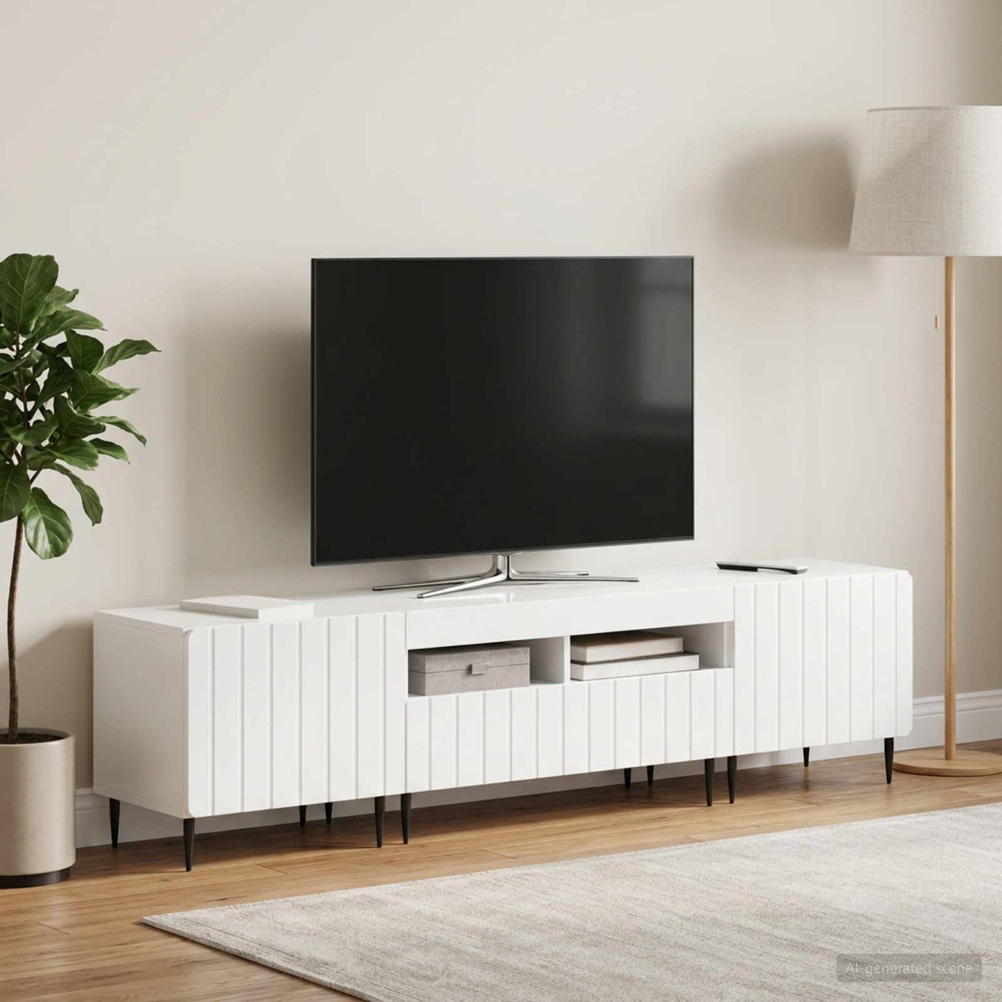 vidaXL 5 Τεμάχια LED Τηλεοπτικού Ντουλαπιού Γυαλιστερό Λευκό