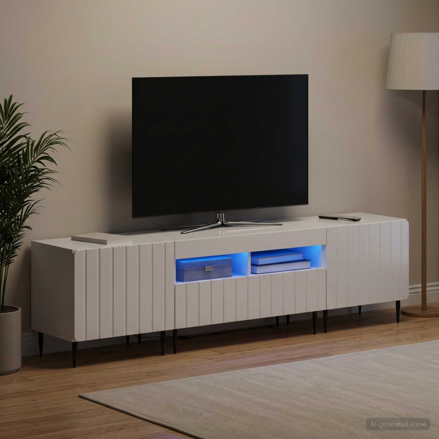 vidaXL 5 Τεμάχια LED Τηλεοπτικού Ντουλαπιού Γυαλιστερό Λευκό
