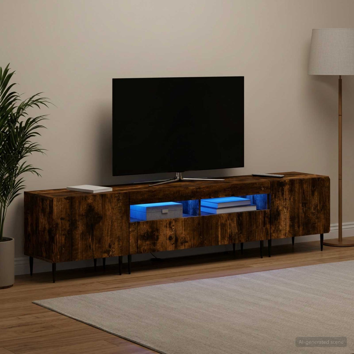 vidaXL 3 Τεμάχια LED Τηλεοπτική Ντουλάπα ZWOLLE Καπνισμένο Ξύλο Δρυός