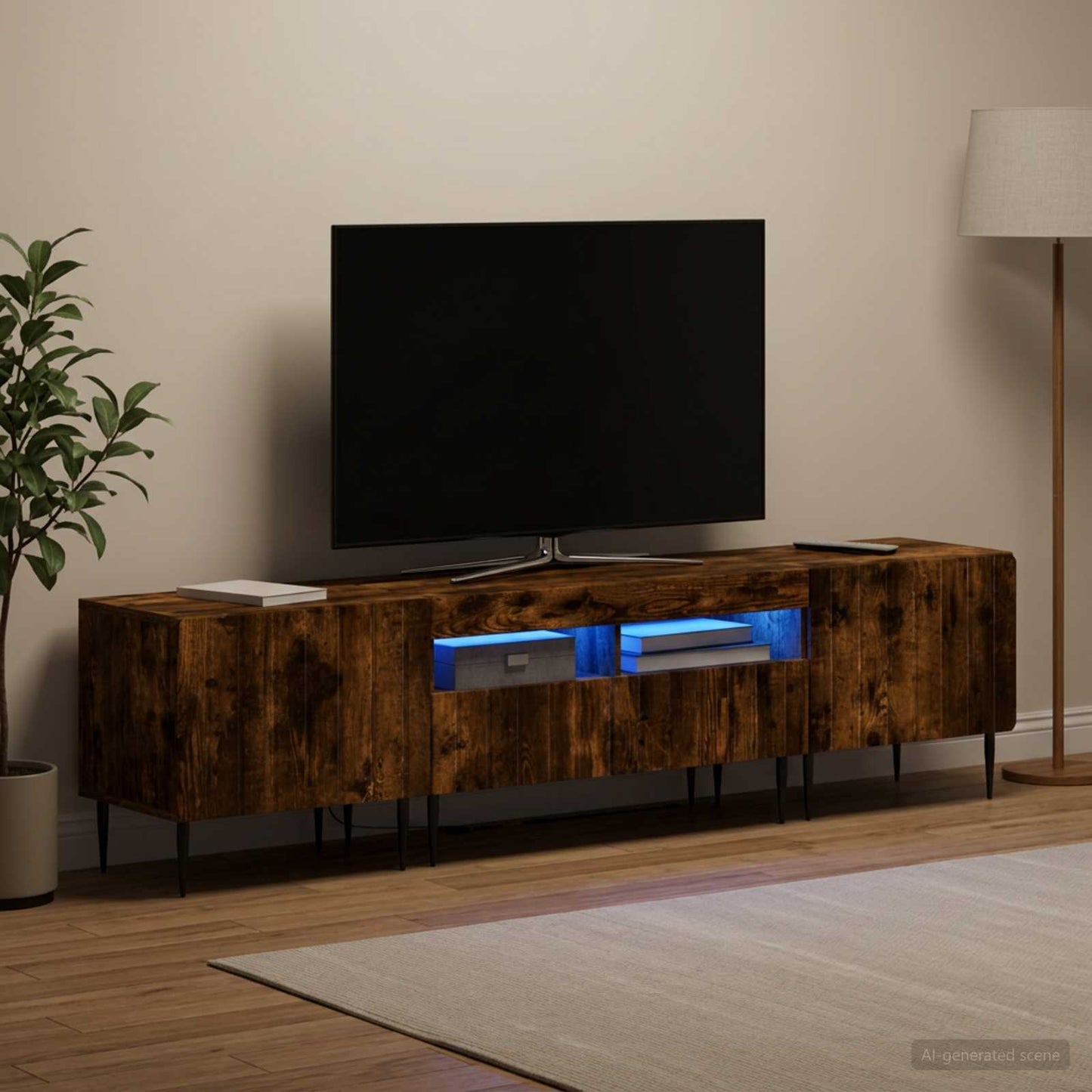 vidaXL 3 Τεμάχια LED Τηλεοπτική Ντουλάπα ZWOLLE Καπνισμένο Ξύλο Δρυός