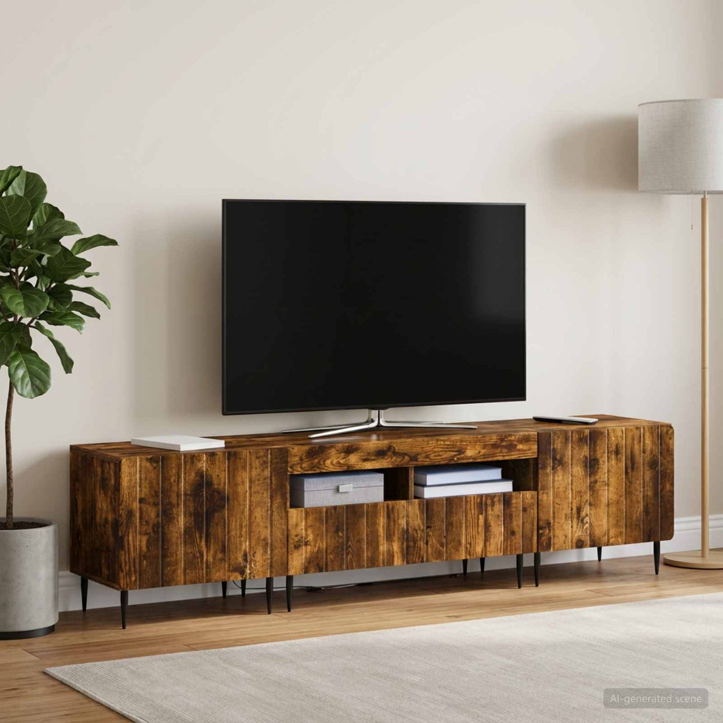vidaXL 3 Τεμάχια LED Τηλεοπτική Ντουλάπα ZWOLLE Καπνισμένο Ξύλο Δρυός