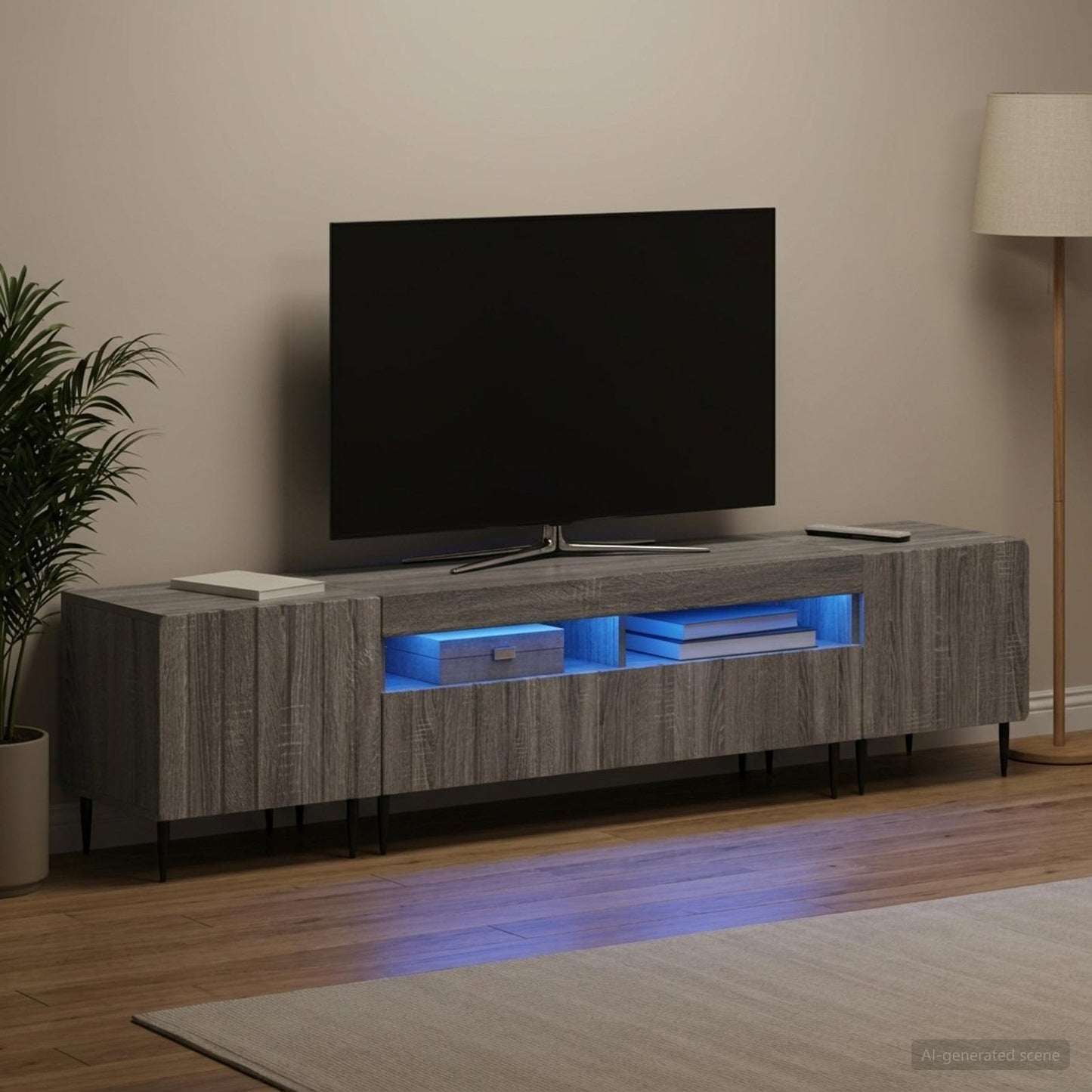 vidaXL 3 Τεμάχια LED Τηλεοπτική Ντουλάπα ZWOLLE Γκρι Sonoma