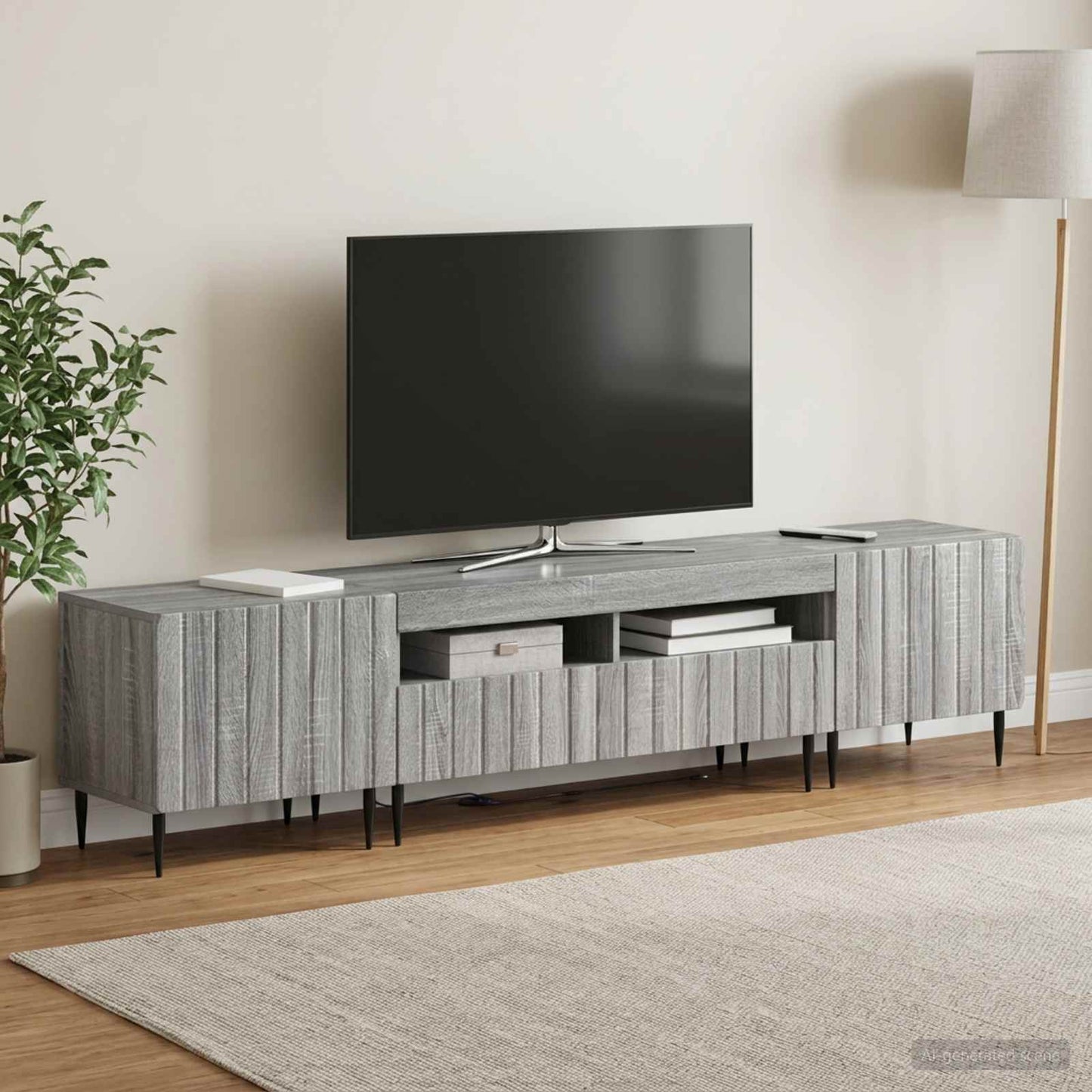 vidaXL 3 Τεμάχια LED Τηλεοπτική Ντουλάπα ZWOLLE Γκρι Sonoma