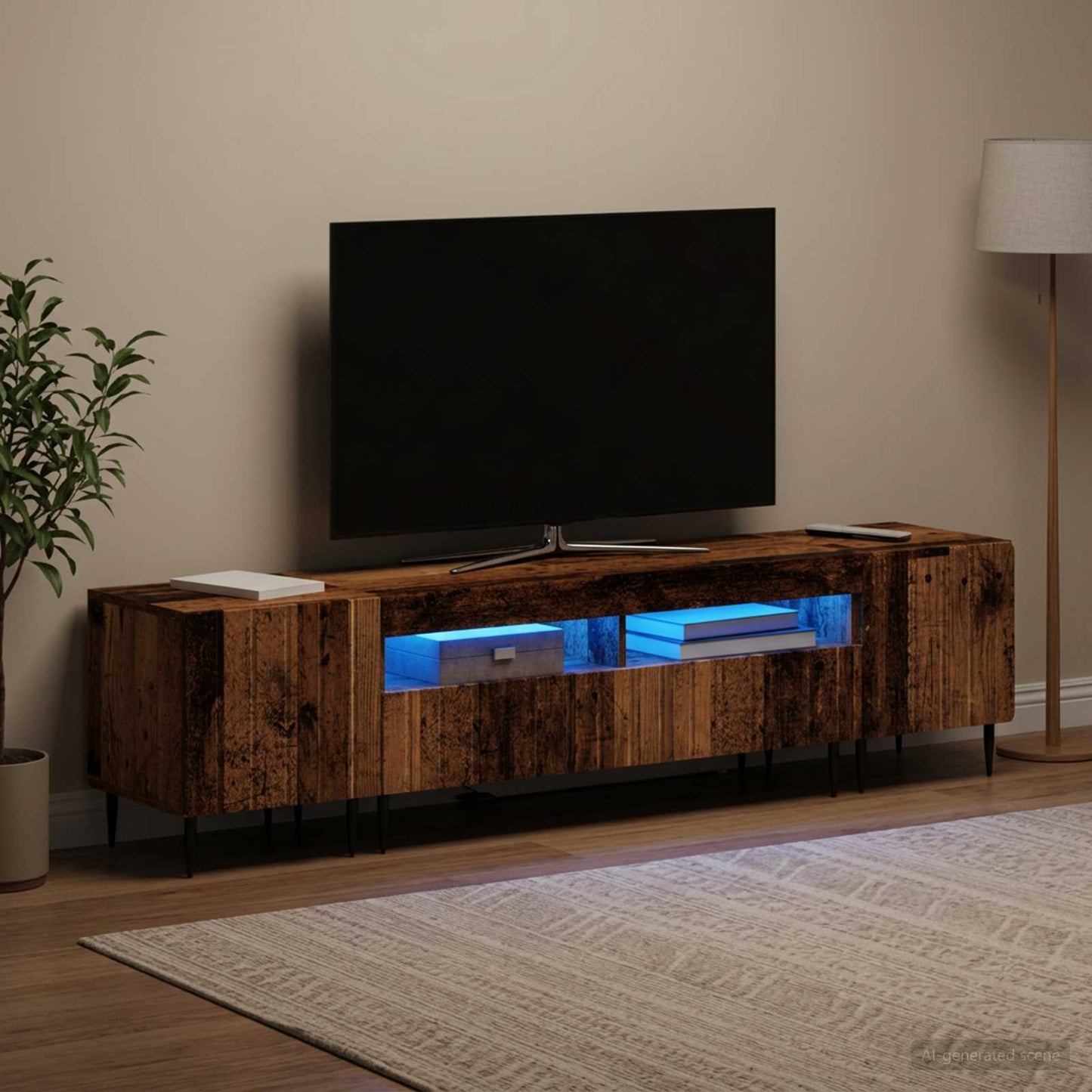 vidaXL 3 Τεμάχια LED Τηλεοπτική Ντουλάπα ZWOLLE Παλαιωμένο ξύλο