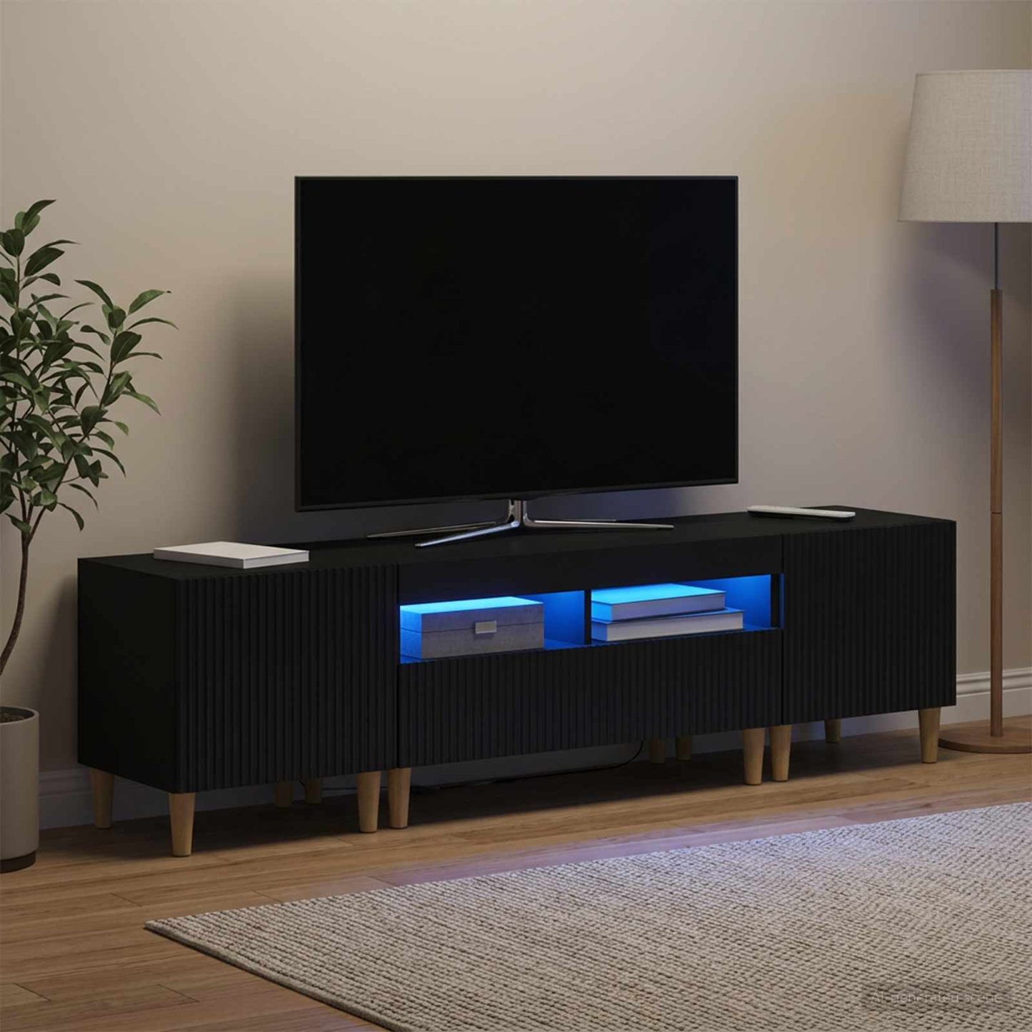 vidaXL 5 Τεμάχια LED Τηλεοπτικού Ντουλαπιού Μαύρο Επεξεργασμένο Ξύλο