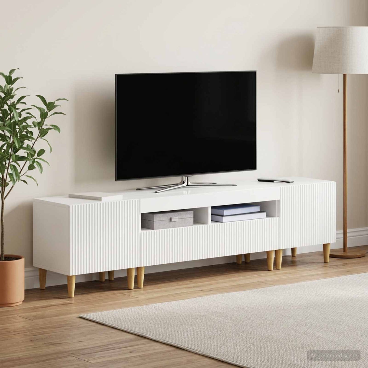 vidaXL 5 Τεμάχια LED Τηλεοπτικού Ντουλαπιού Γυαλιστερό Λευκό