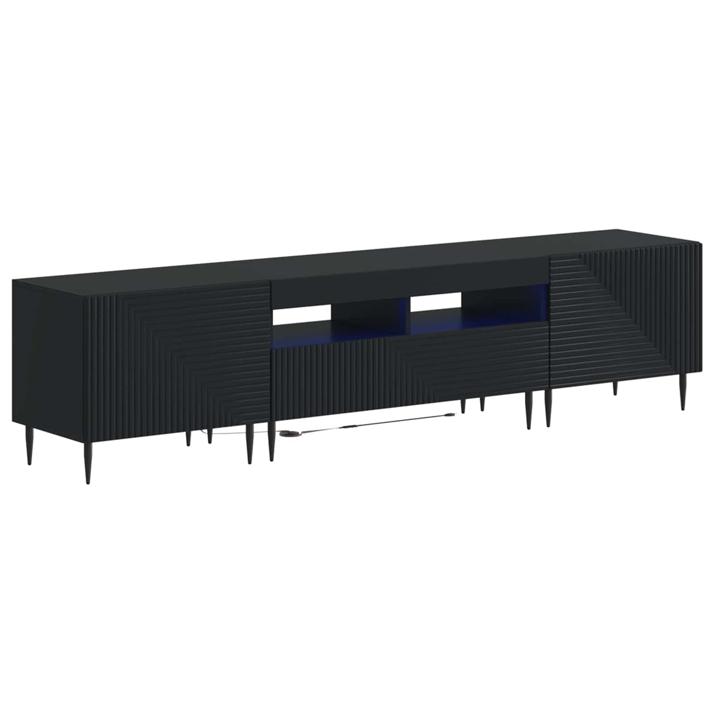 vidaXL 3 Τεμάχια LED Τηλεοπτική Ντουλάπα Μαύρο Επεξεργασμένο Ξύλο