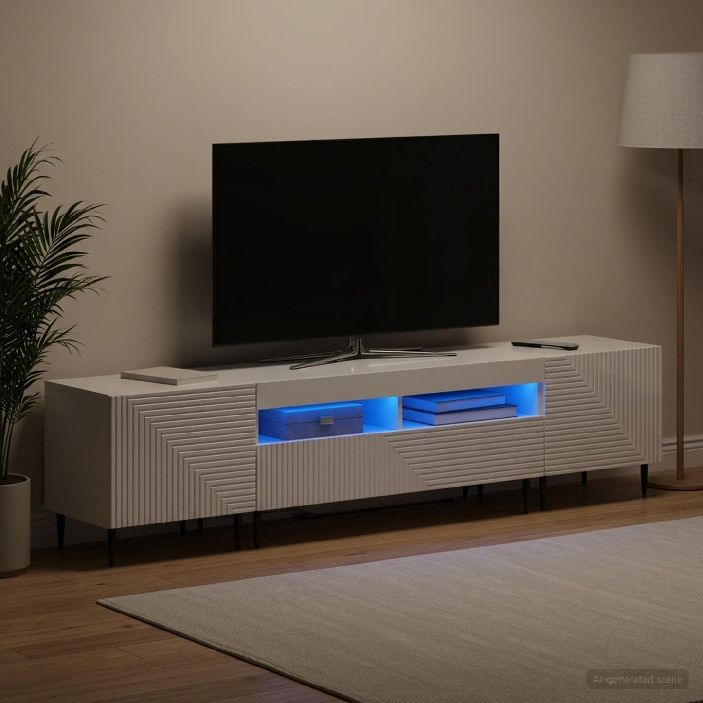 vidaXL 3 Τεμάχια LED Τηλεοπτική Ντουλάπα Γυαλιστερό Λευκό