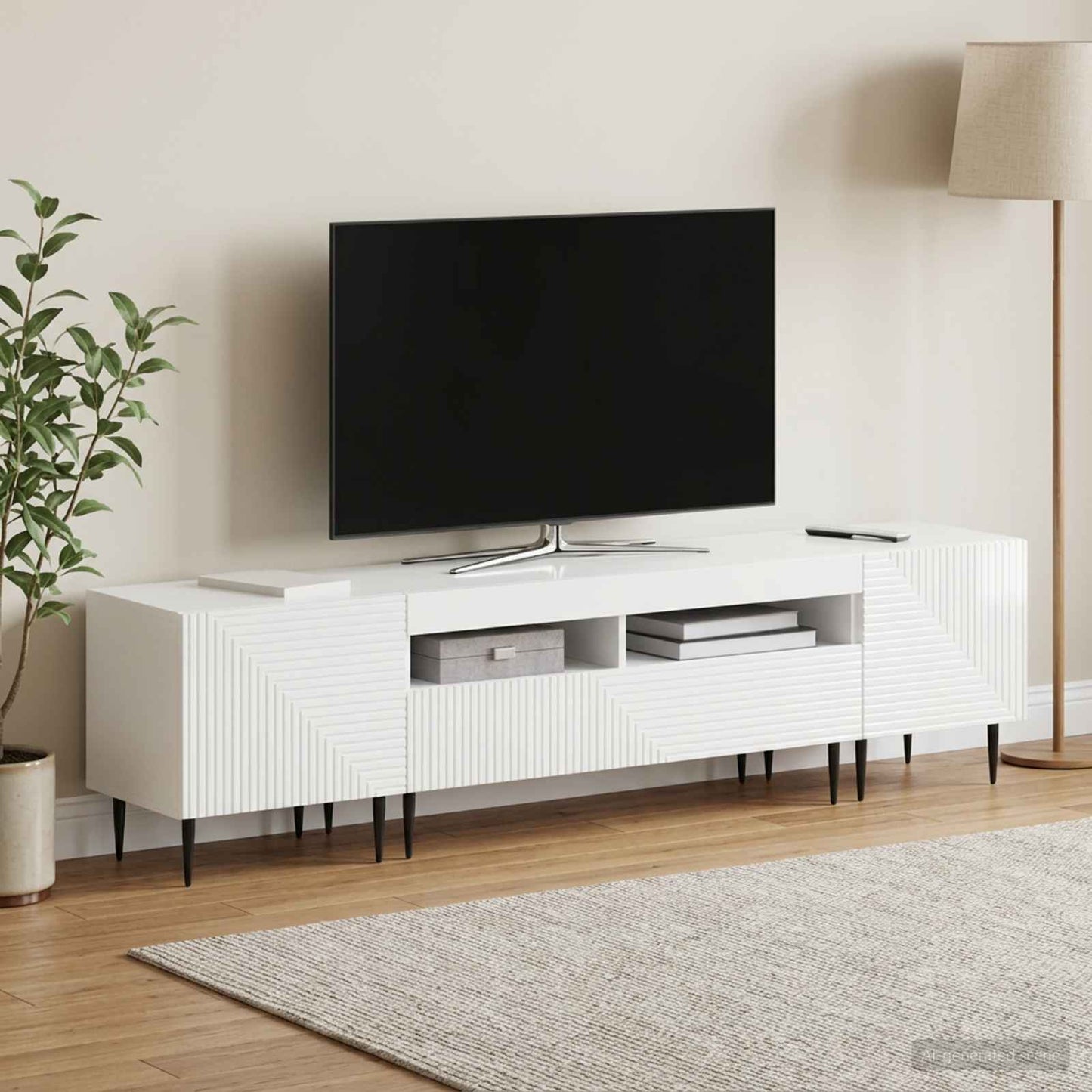vidaXL 3 Τεμάχια LED Τηλεοπτική Ντουλάπα Γυαλιστερό Λευκό
