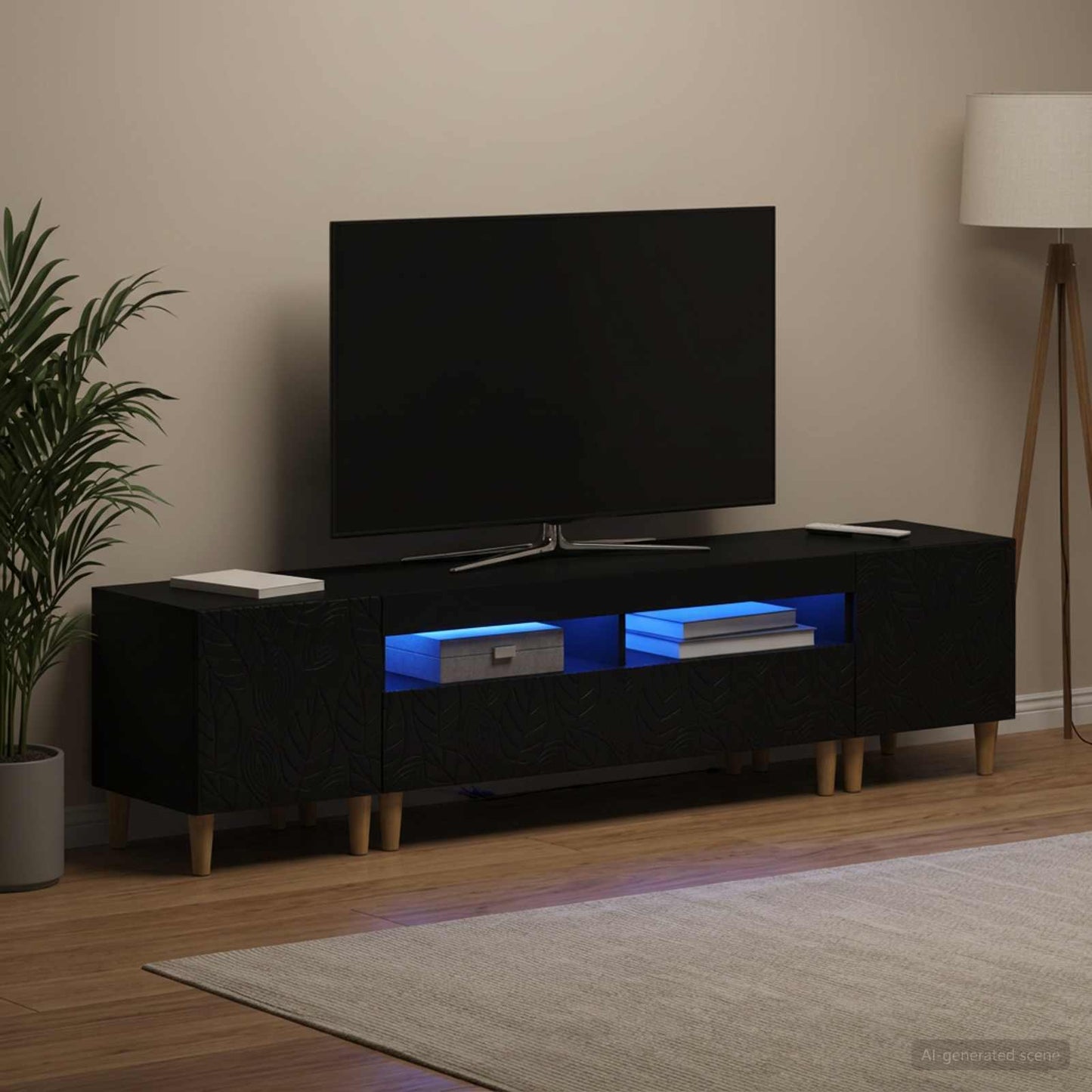vidaXL 5 Τεμάχια LED Τηλεοπτικού Ντουλαπιού Μαύρο Επεξεργασμένο Ξύλο