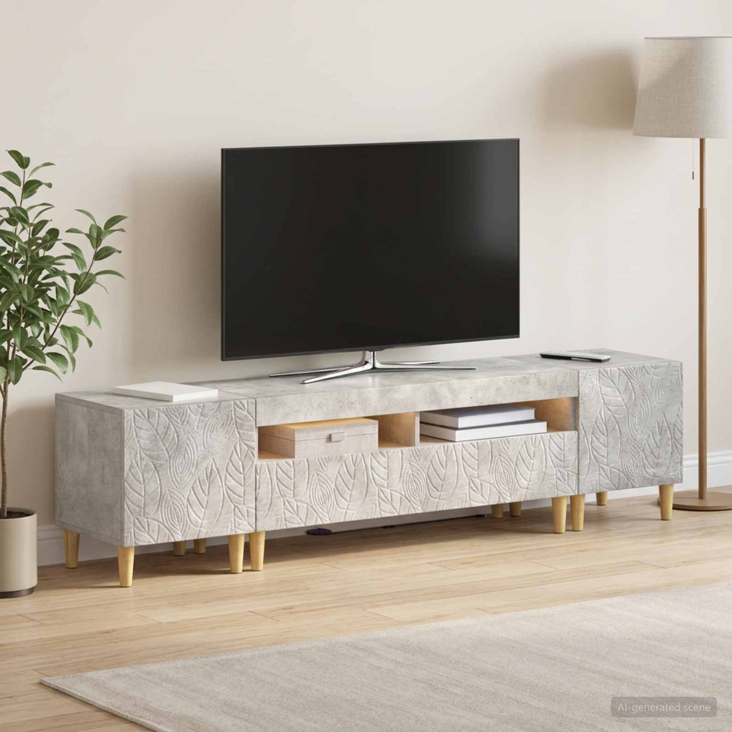 vidaXL 5 Τεμάχια LED Τηλεοπτικού Ντουλαπιού Γκρι Σκυροδέματος