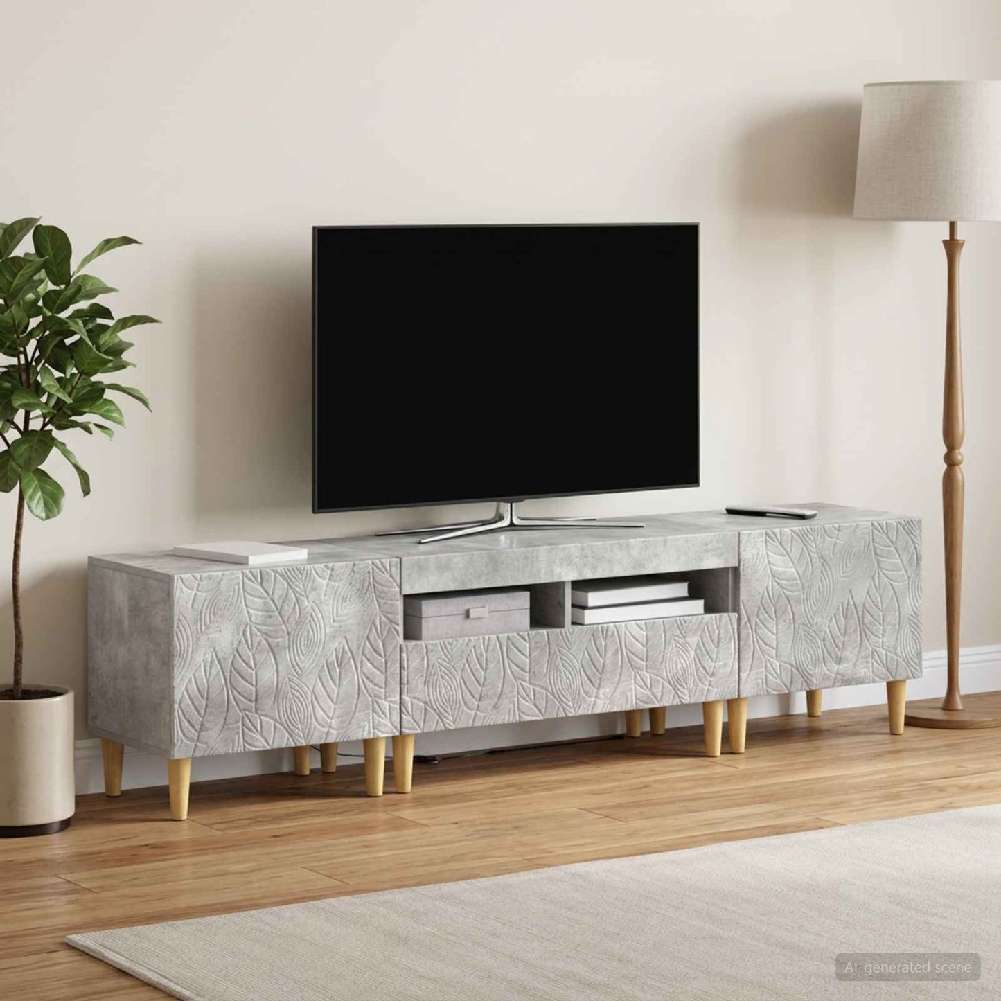 vidaXL 5 Τεμάχια LED Τηλεοπτικού Ντουλαπιού Γκρι Σκυροδέματος