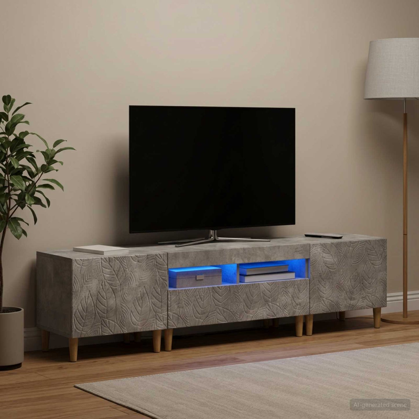 vidaXL 5 Τεμάχια LED Τηλεοπτικού Ντουλαπιού Γκρι Σκυροδέματος