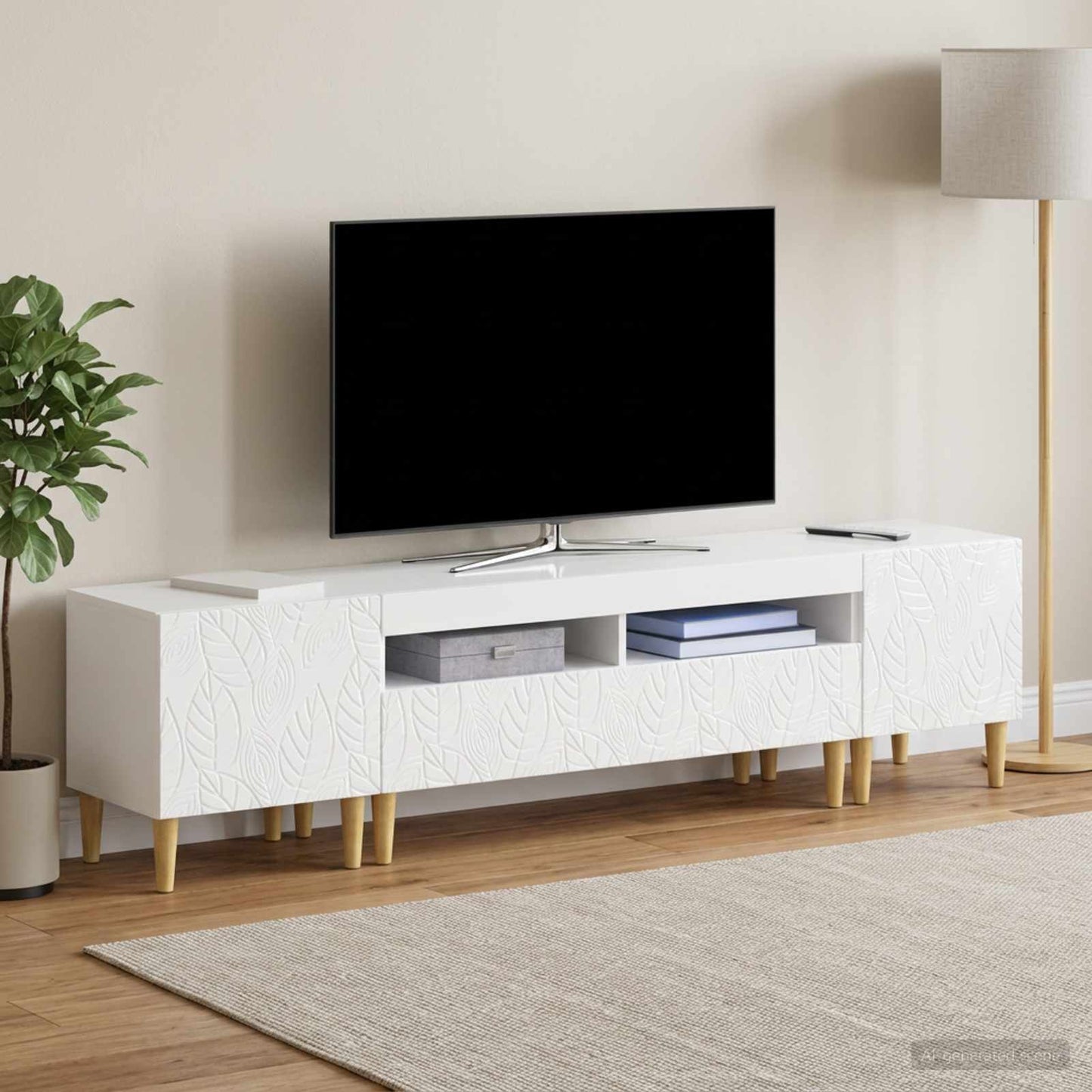 vidaXL 5 Τεμάχια LED Τηλεοπτικού Ντουλαπιού Γυαλιστερό Λευκό