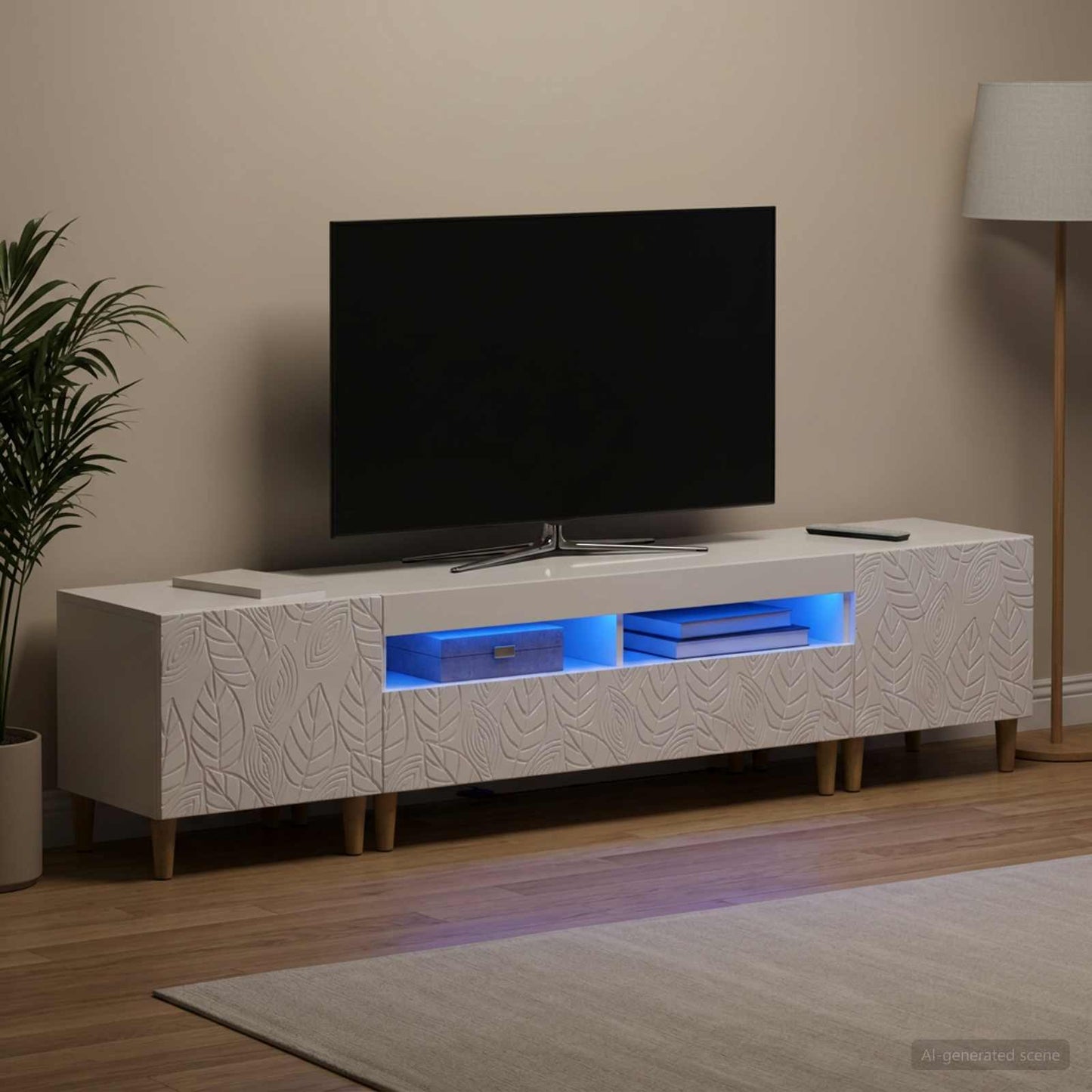 vidaXL 5 Τεμάχια LED Τηλεοπτικού Ντουλαπιού Γυαλιστερό Λευκό