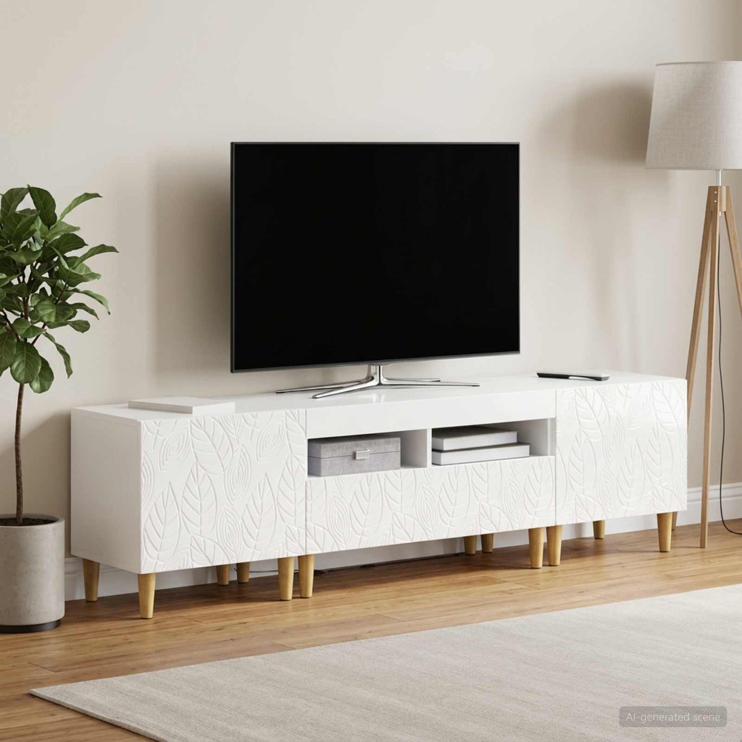 vidaXL 5 Τεμάχια LED Τηλεοπτικού Ντουλαπιού Γυαλιστερό Λευκό