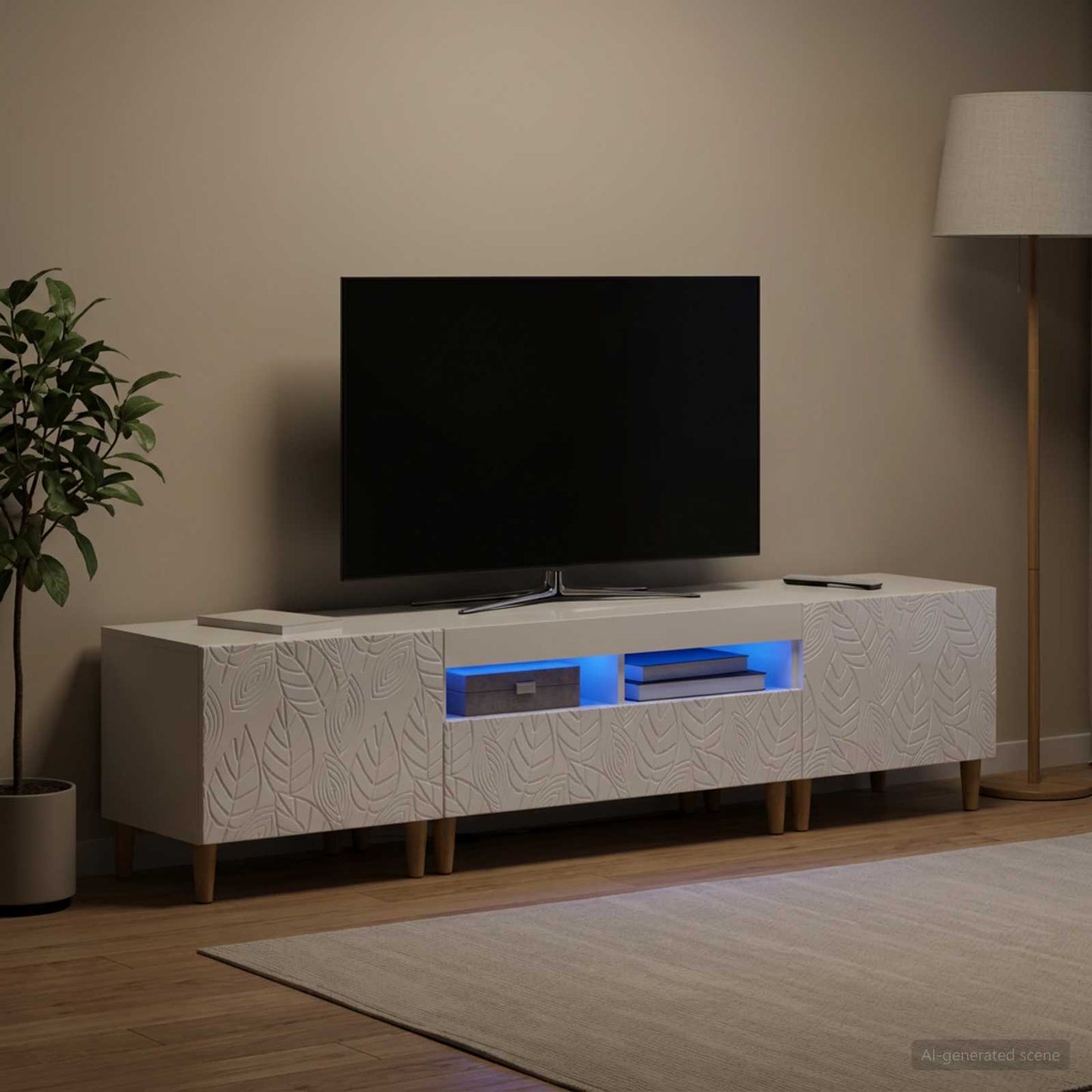 vidaXL 5 Τεμάχια LED Τηλεοπτικού Ντουλαπιού Γυαλιστερό Λευκό