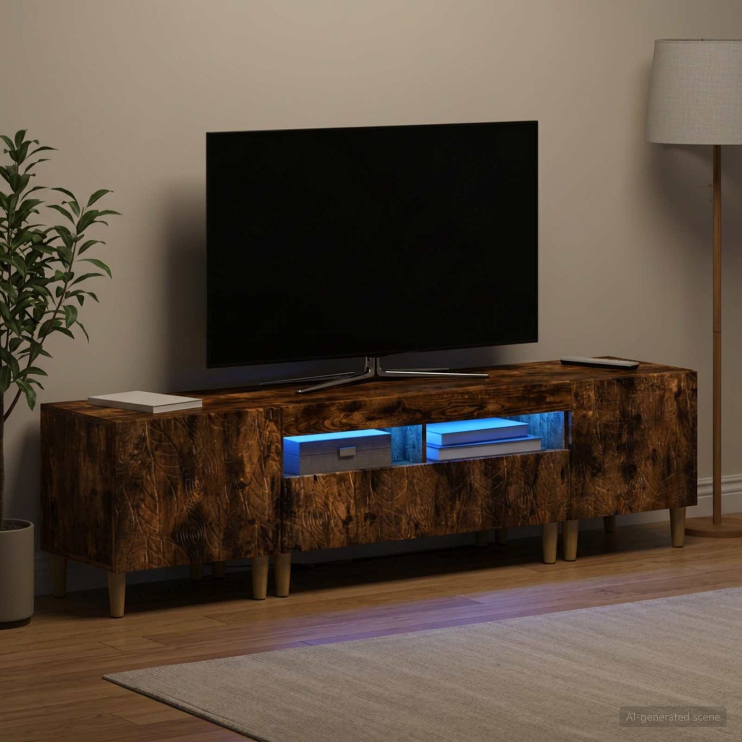 vidaXL 3 Τεμάχια LED Τηλεοπτική Ντουλάπα DELFT Καπνισμένο Ξύλο Δρυός