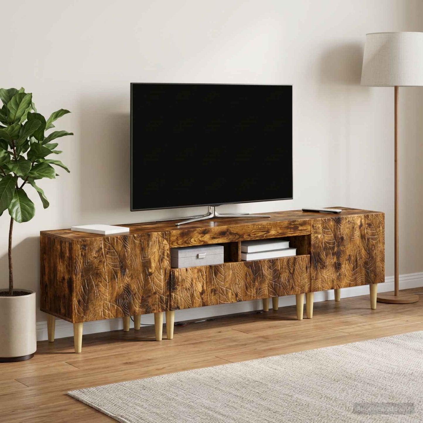 vidaXL 3 Τεμάχια LED Τηλεοπτική Ντουλάπα DELFT Καπνισμένο Ξύλο Δρυός