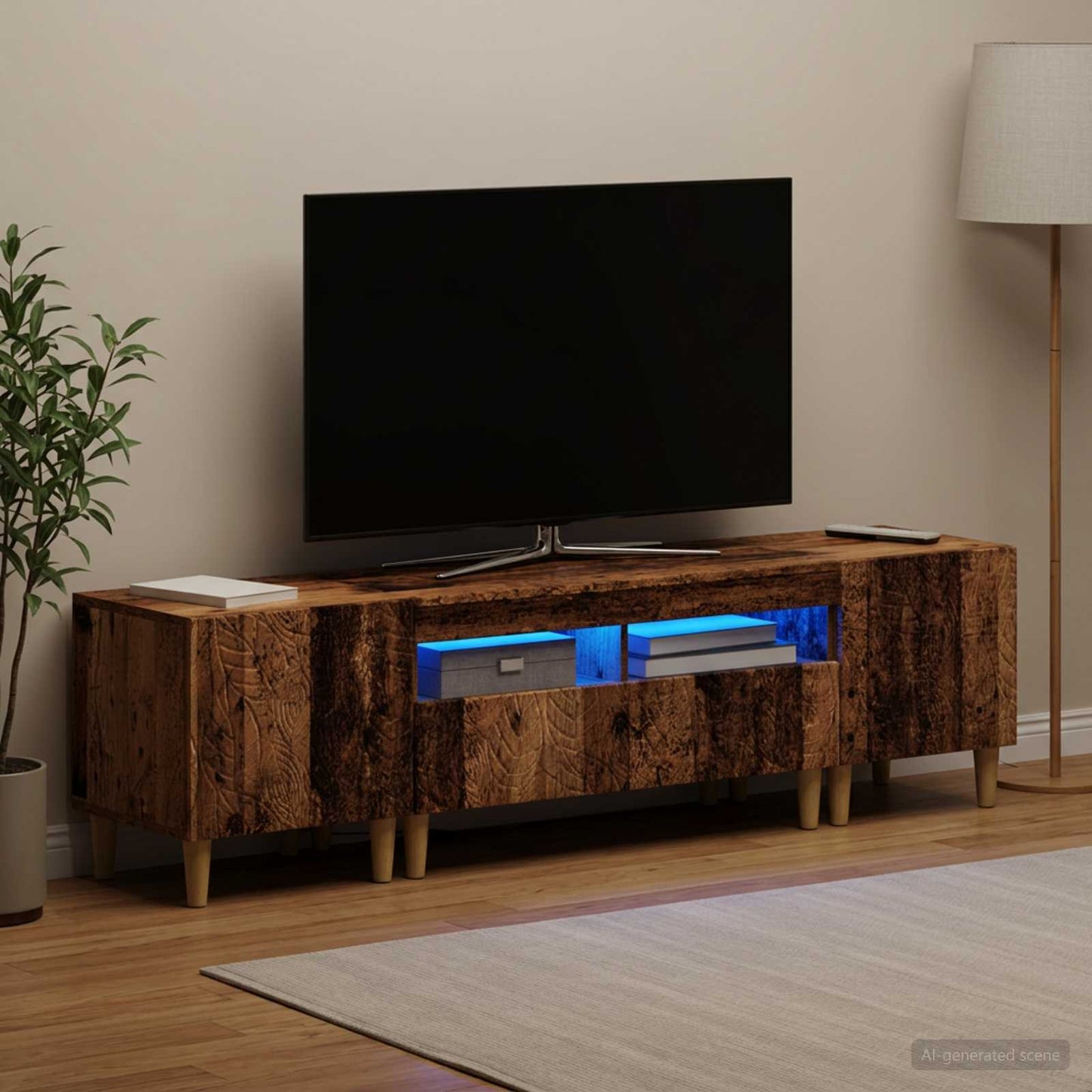 vidaXL 3 Τεμάχια LED Τηλεοπτική Ντουλάπα DELFT Παλαιωμένο ξύλο