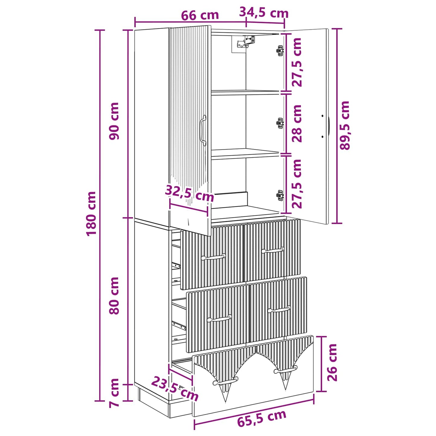 vidaXL Σέτ Ντουλαπιών 2 pcs Παλαιωμένο ξύλο 66 x 34,5 x 87 εκ.