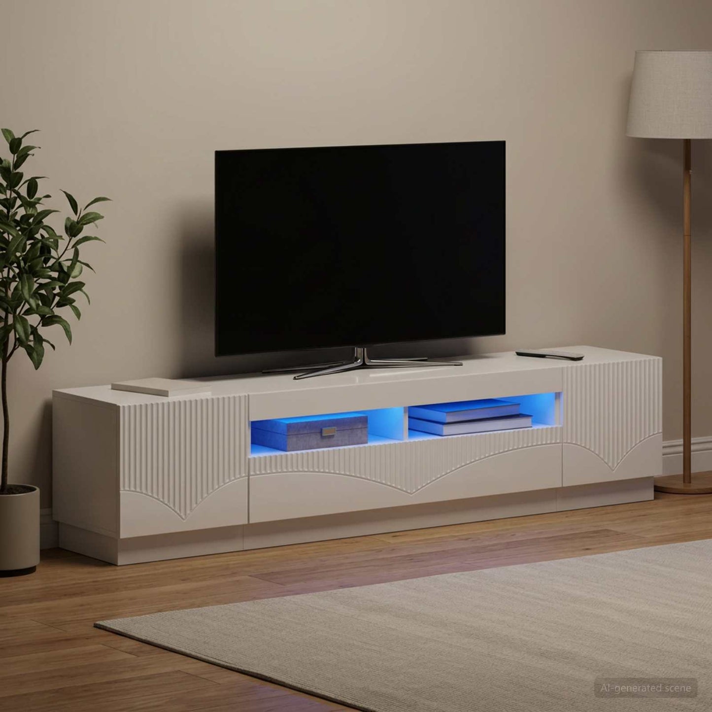 vidaXL 5 Τεμάχια LED Τηλεοπτικού Ντουλαπιού Γυαλιστερό Λευκό