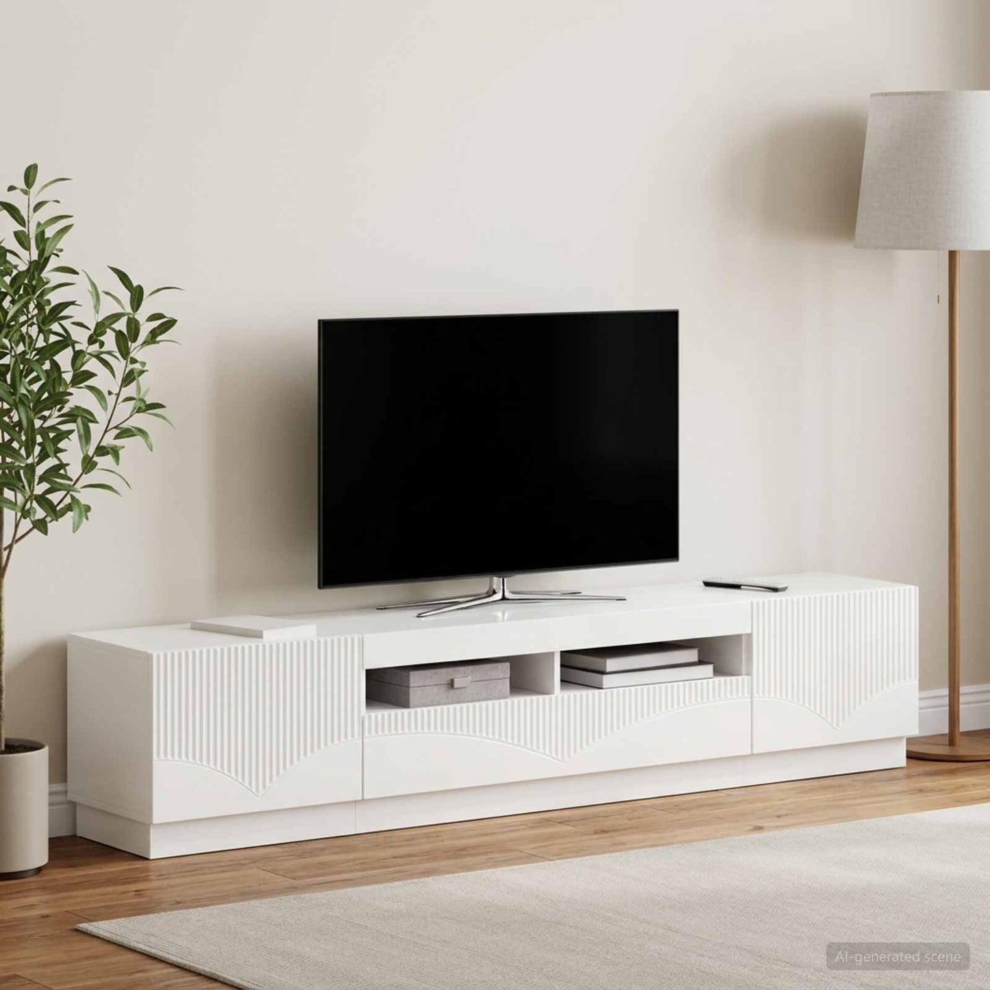 vidaXL 5 Τεμάχια LED Τηλεοπτικού Ντουλαπιού Γυαλιστερό Λευκό