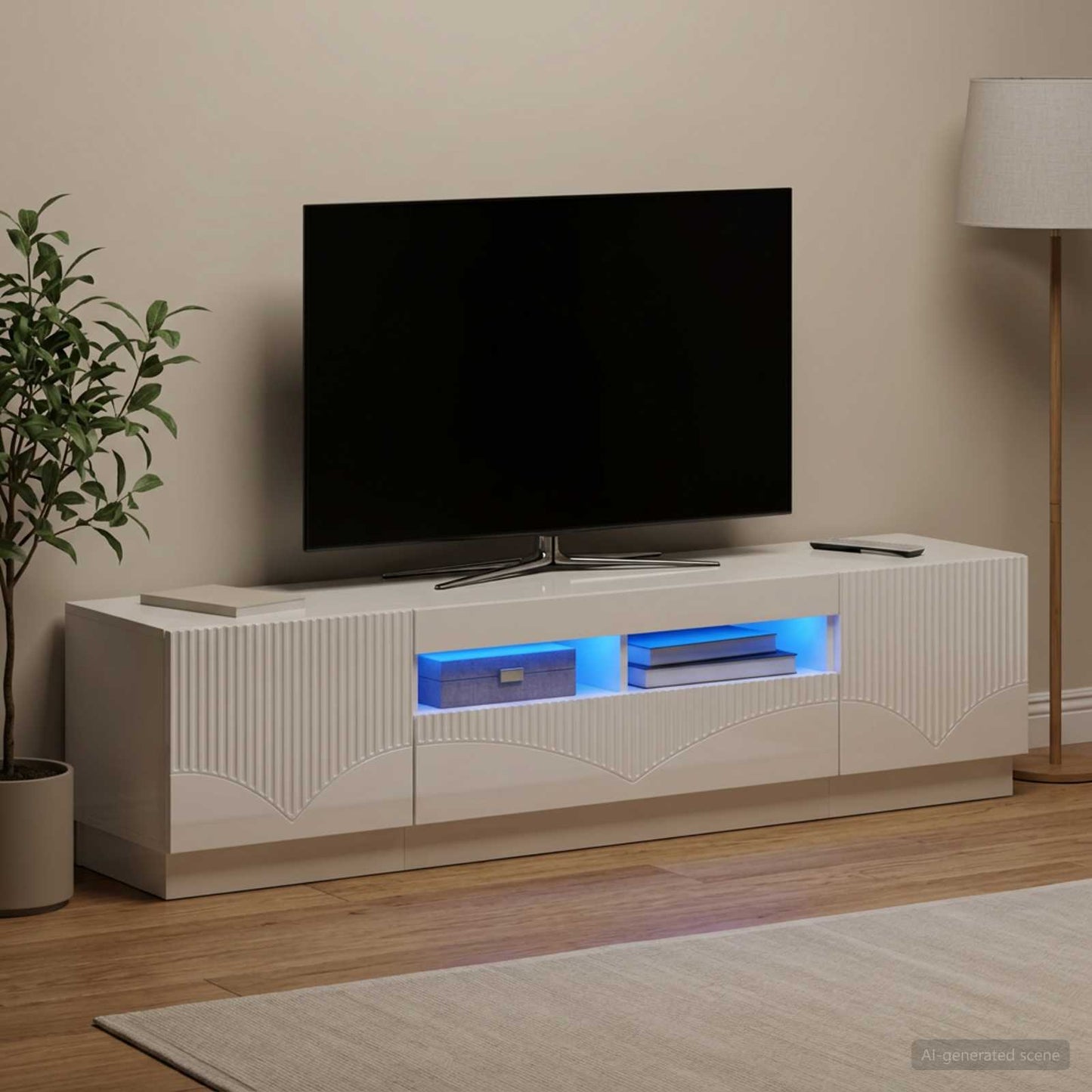 vidaXL 5 Τεμάχια LED Τηλεοπτικού Ντουλαπιού Γυαλιστερό Λευκό