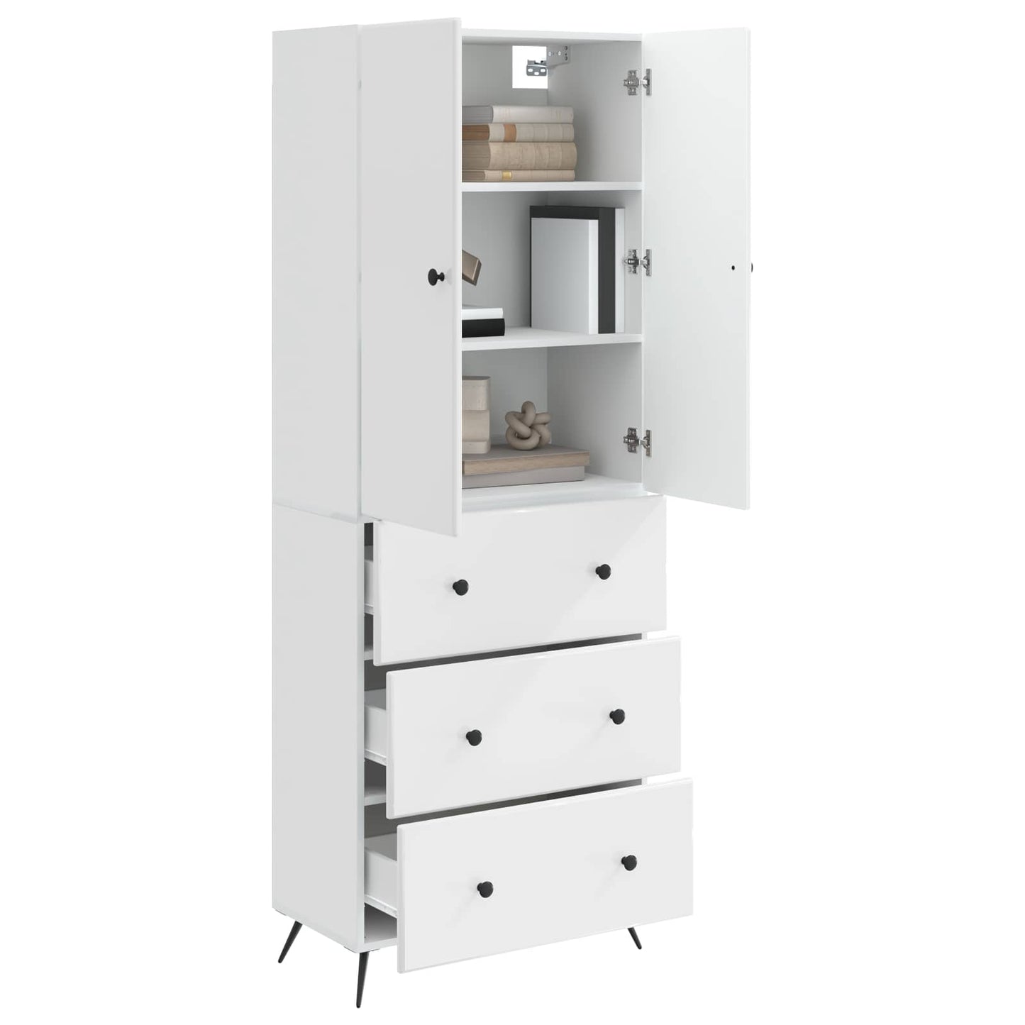 vidaXL Σέτ Ντουλαπιών 2 pcs Γυαλιστερό Λευκό 66 x 34,5 x 90 εκ